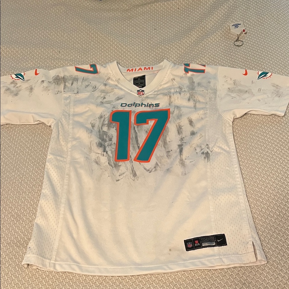 Nike White Miami Dolphins #17 Jersey with Aqua and Orange Accents